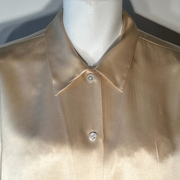 Ralph Lauren  SZ M Cream Silk Blouse Career Capsule Heritage Old $ Quiet Luxury - Picture 4 of 10
